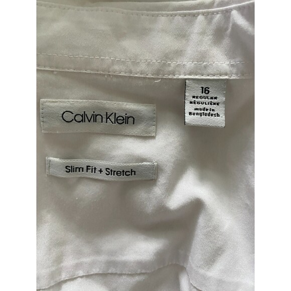 Calvin Klein Boys White Button Down Dress Shirt Long Sleeve Sz 16 - Picture 7 of 7